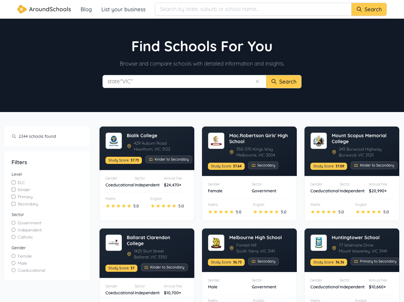 School in search results