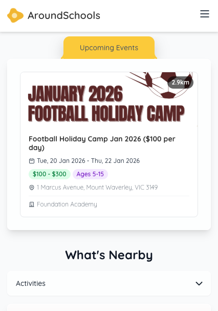 Events on school page